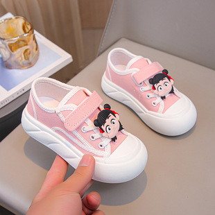 Girl's Shoes Canvas Shoes Spring 2025 New Children's Cartoon Shoes Breathable School Sports Cloth Shoes for Girls