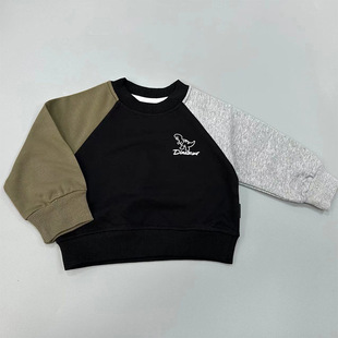 Children's Sweater Spring Baby Cartoon Top Boy's Spring Clothes Long Sleeve Printed Color-matching Base Shirt Children's Fashion