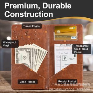 Amazon New Commercial PU Leather Bill Holder European and American High-end Restaurant Waiter Bill Bill Wallet Card Holder