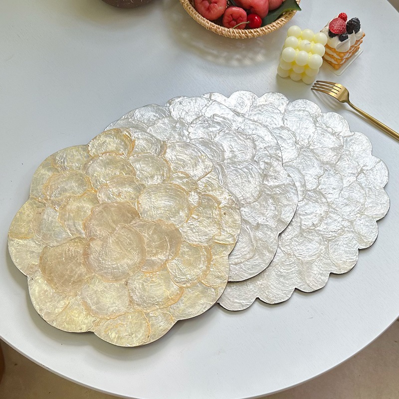 European Style Shell Placemat High-Grade Oval Cushion Plate Table Mat Light Luxury Desktop Western Style Dining Mat Home Dining Mat