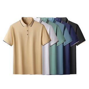 Fat Brother 2025 Summer Men's Cotton Polo Shirt Plus Fertilizer Plus Size Business Casual Lar Short-Sleeved T-Shirt Half-Sleeved