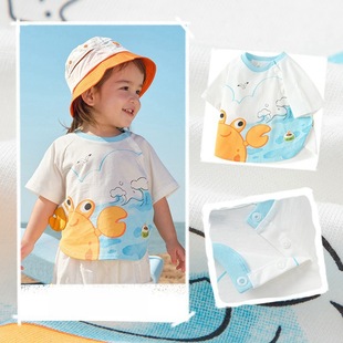 [Gouye] Baby Short-sleeved T-shirt Baby Cotton Top Boys' and Girls' Clothes 2025 Summer New Children's Clothing