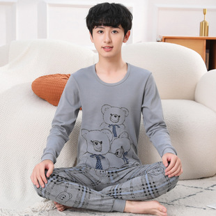Teenagers Autumn Clothes and Pants Thin Men's Suit Pure Cotton High School Students Thermal Underwear Girls' Pure Cotton Cotton Sweater