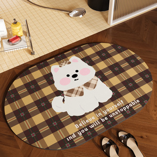Cartoon Bathroom Mat Water Absorbent Quick-drying Dirty-resistant Easy-to-take-care Bathroom Door Mat Household Diatom Mud Anti-slip Mat