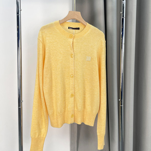 2023 Autumn Cardigan Smiley Face Sweater Classic Round Neck Slim Wool Knitted