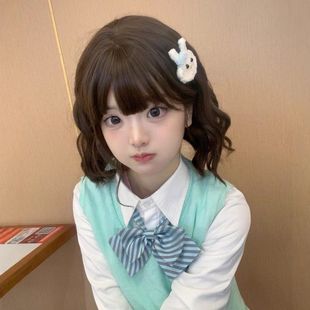 Wig Female Bob Lolita Wool Curly Natural Short Curly Hair with Bangs Atmosphere Artificial Wig Full Headgear