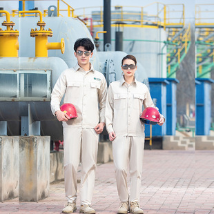 Summer National Grid thin cotton long sleeve overalls set white power labor protection tooling spot wholesale