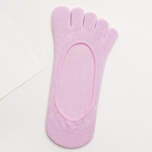 Five-finger Socks Women's Cotton Summer Thin Super Shallow Mouth Invisible Socks Yoga Toe Socks Silicone Anti-drop Heel Five-toe Boat Socks