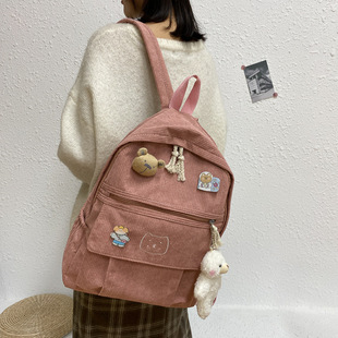 Bags школьная сумка женская корейская версия Hajuku средней школы колледжа вельветовый милый рюкзак большой емкости