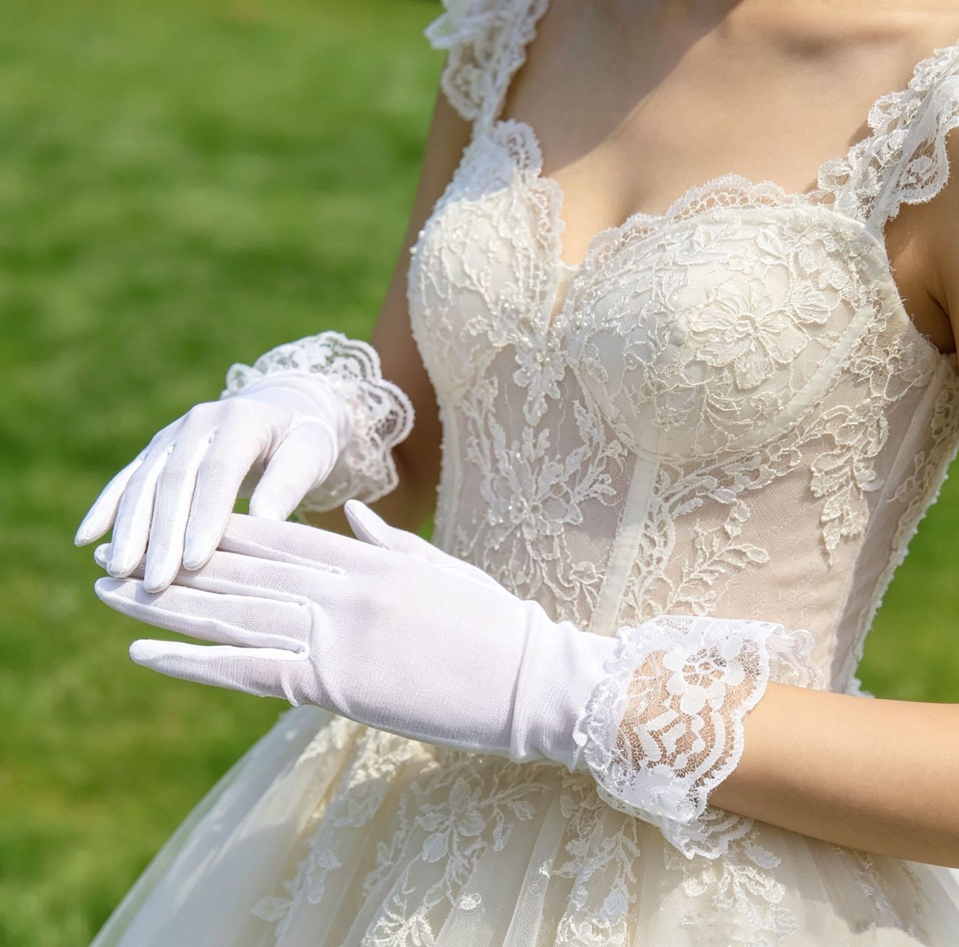 Stretch Lace Elbow Length Gloves Bridal Wedding Banquet Decoration Halloween Party Stage Performance Gloves Now