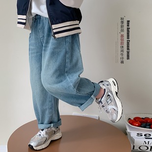 Girl's Pants Autumn Korean Style Children's Autumn Jeans 2024 New Autumn Girl's All-match Casual Wide-leg Pants