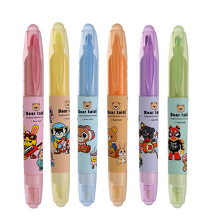 Teddy Bear Large Capacity Erasable Highlighter Student Color Double Head Hand Account Fluorescent Slant Head Pen