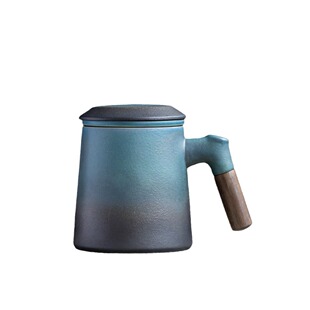 Clearance slightly flaw stoneware Mark water Cup wooden hand strap filter lid office water cup tea set gift with logo