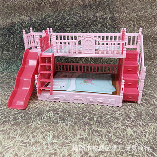 New Style Dress Up 17cm Bed Doll Bunk Bed Set Girl's House Accessories Quilt Pillow Bed Sheet