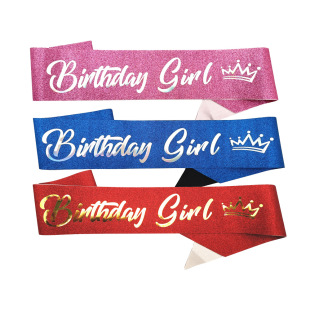 birthday Party Glitter Shoulder Strap Certiquette Strap birthday girl birthday girl Belt Ribbon