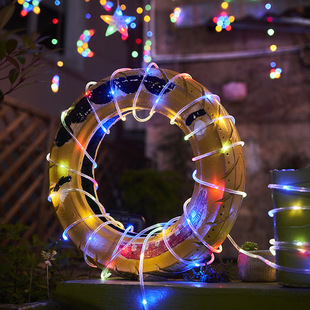 Cross-border solar copper wire PVC tube light LED light string outdoor waterproof garden Christmas courtyard decorative colored lights