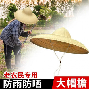 Hainan Bamboo Hat Waterproof Bamboo Hat to Cover Rain Outdoor Sun Protection Unisex All Year Round Plastic Pastoral Labor Large Brim