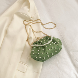 Stylish Pearl Wallet Bag Women's 2024 Summer Fashion All-match Shell Bag Textured All-match Crossbody Bag