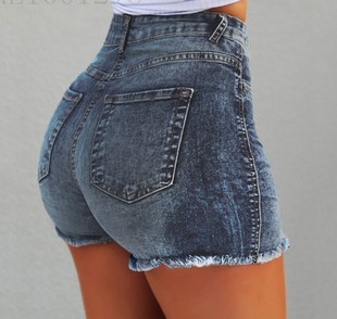 Amazon AliExpress Independent Station Explosions Elastic Slim Thin Denim Shorts for Women