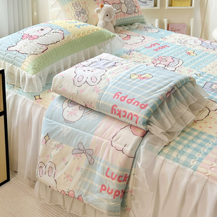 2025 New Style Bed Skirt Cool Silk Summer Quilt Set