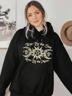 Live By The Sun Love By The Moon Women Sweatshirt Harajuku C