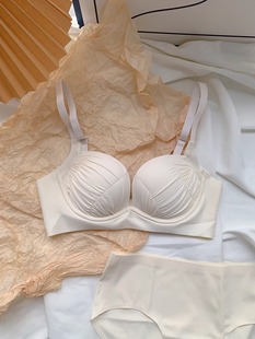 Japanese-style Blue Underwear Women's Small Chest Push-up Show Anti-sagging Bra suit