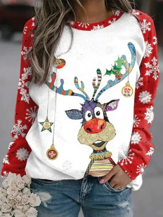 2022 Autumn and Winter New European and American Cross-border Halloween Print Raglan Long Sleeve Women's Sweatshirt Casual Top