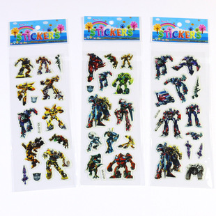 Deformation car bubble stickers children cartoon machine three-dimensional PVC stickers cross-border birthday party gift