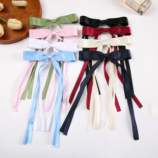 Polyester Multicolor Girl Ribbon Bow Hairpin Lady Elegant Double Ribbon Duckbill Clip Japanese Style Top Clip Hair Accessories