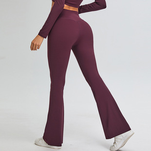 Cross-border new high waist flared pants women's V arc belly slimming pants outdoor leisure sports wide leg pants fitness trousers