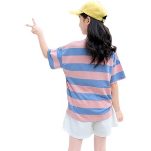 Girls' Summer Suit Stylish 2023 New Summer Girls' Sports Summer 12 Girls' Short Sleeve Shorts 13 Years Old