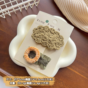 Japanese style cloud wool woven children's hairpin wool knitted pair small hairpin ins children's bangs side clip