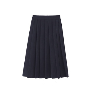 Japanese JK Uniform Pleated Skirt Women's Spring and Autumn Basic College Style Solid Color Black All-match Mid-length Skirt