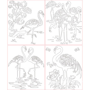 Cross-border children's graffiti hollow painting template student oil painting stick flamingo template hand-written newspaper painting template wholesale