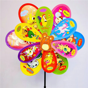 Black edge three-layer rainbow wheel fabric windmill children's toys outdoor double-layer round windmill real estate garden decoration