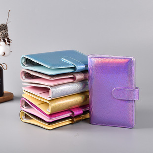 Cross-Border dedicated to A6 girl's heart Macaron loose-leaf notebook shiny PU leather notebook ins Wind diary