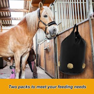 Horse Hay Bag Oxford Cloth Hay Bag Black Large Capacity Hay Feeding Trailer Stable Hay Net Slow