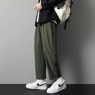 Ice Silk Pants Men's Summer Thin Quick-drying Men's Pants Fashionable Brand Summer Drapy Wide-leg Sports Casual Straight Pants Fashionable