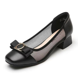 Mesh Breathable Sandals 2025 New Summer Mother Shoes Comfortable Thick Heeled Western Style Middle-aged Women's Single Shoes
