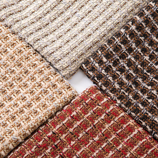 Woolen fancy yarn wool Chanel style plaid fabric striped woolen fabric women's coat bag shoes and hats