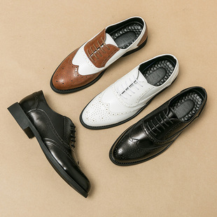 Cross-border plus size Leather Shoes Men's New All-match Fashion British Men's Slip-on Business Dress White Groom Wedding Shoes