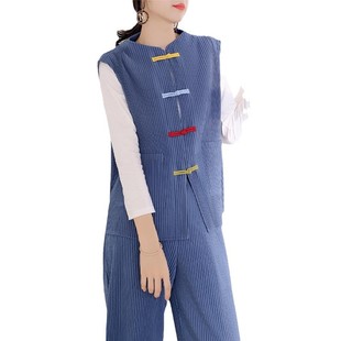 Chinese style retro buckle sleeveless factory direct supply Vest Women's 2022 early autumn Chinese style elegant outer wear slimming top