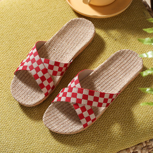 Linen Slippers Women's Spring and Autumn Indoor Cotton and Linen Home Wholesale Four Seasons Universal Couple Fabric Floor Slippers Men's Summer