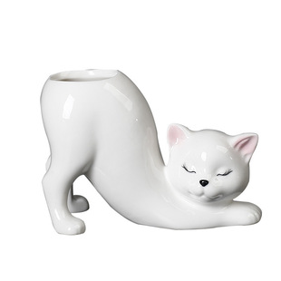 2024 cross-border independent station popular Cute ceramic cat tail column flowerpot