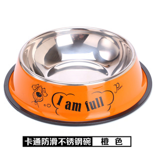 Stainless steel dog basin pet teddy golden retriever in stock wholesale big small size dog bowl color printed pet bowl
