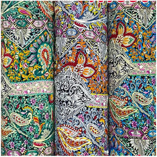 High quality 100D four-sided bullet impervious fabric printed ethnic style flower dress children's clothing floral cloth