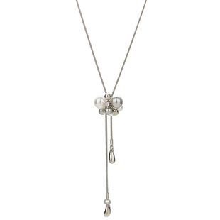 Zircon Micro-inlay Fashion Pearl Flower Ball Necklace Sweet Light Luxury Women's High-end Japanese and Korean Style Internet Celebrity Titanium Steel Necklace