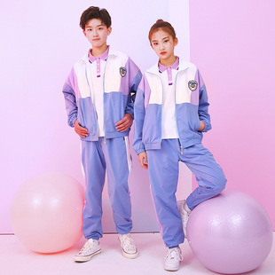 Spring and Autumn Set Three-piece Zipper Shirt Cotton Wholesale Sportswear Youth School Sports Outfit Comfortable Breathable College Style