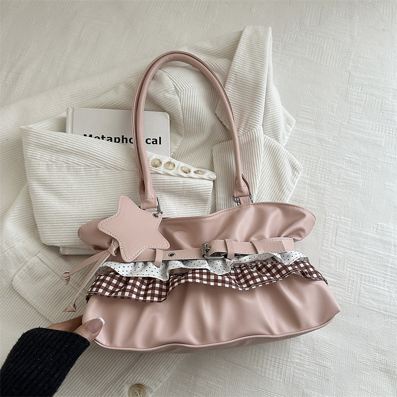 Korean style girly underarm bag, women's handbag, 2026 summer new style, simple tote bag, niche shoulder bag