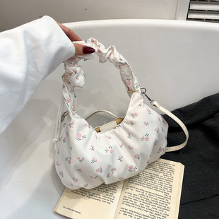 Girl's All-match Casual Simple Underarm Bag Women's New Style Commuting Korean Style Floral Ins Personalized Crossbody Bag